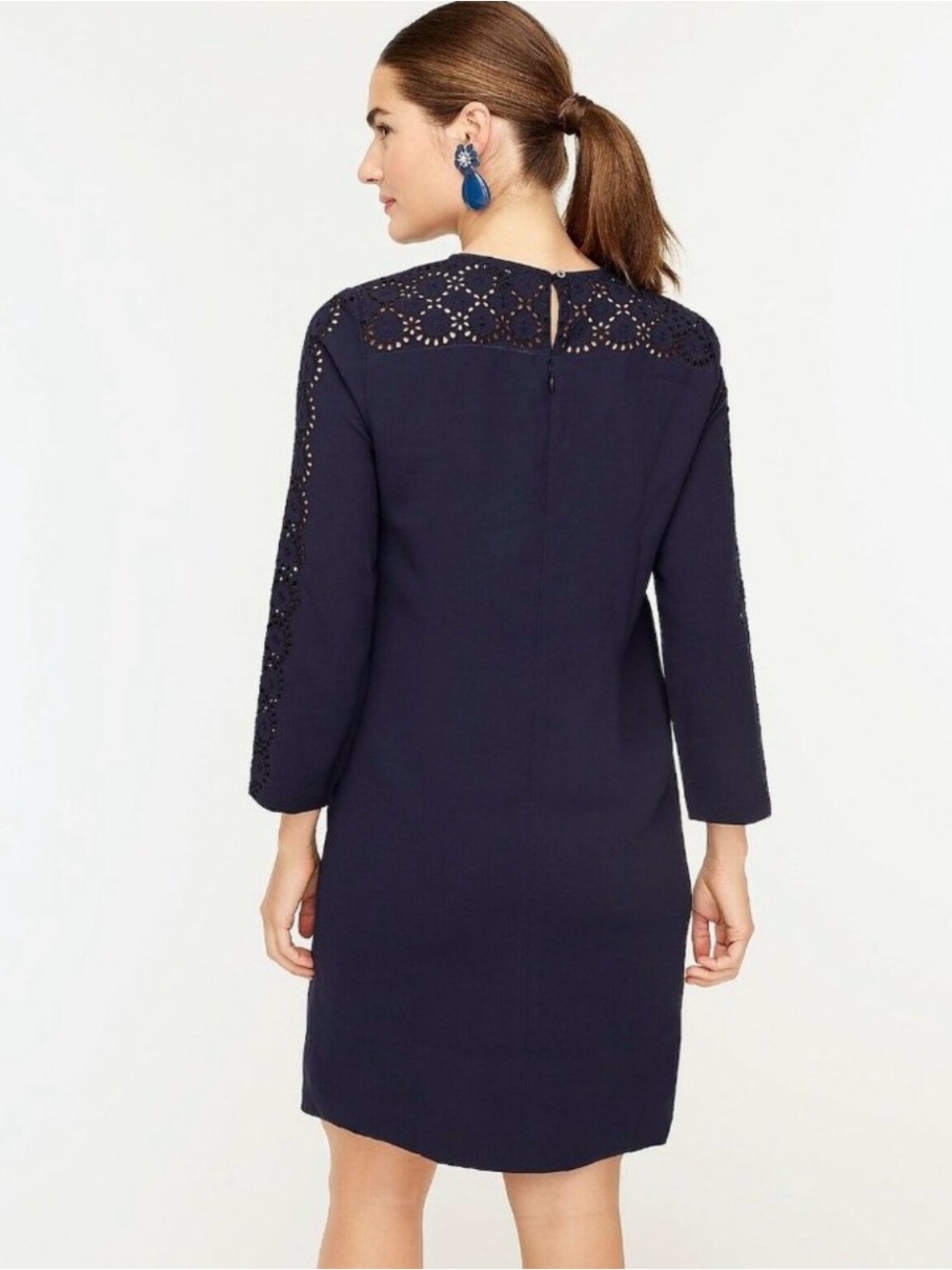 NWT - J.Crew Laser-cut eyelet dress in 365
crepe-AK222 - Picture 3 of 7